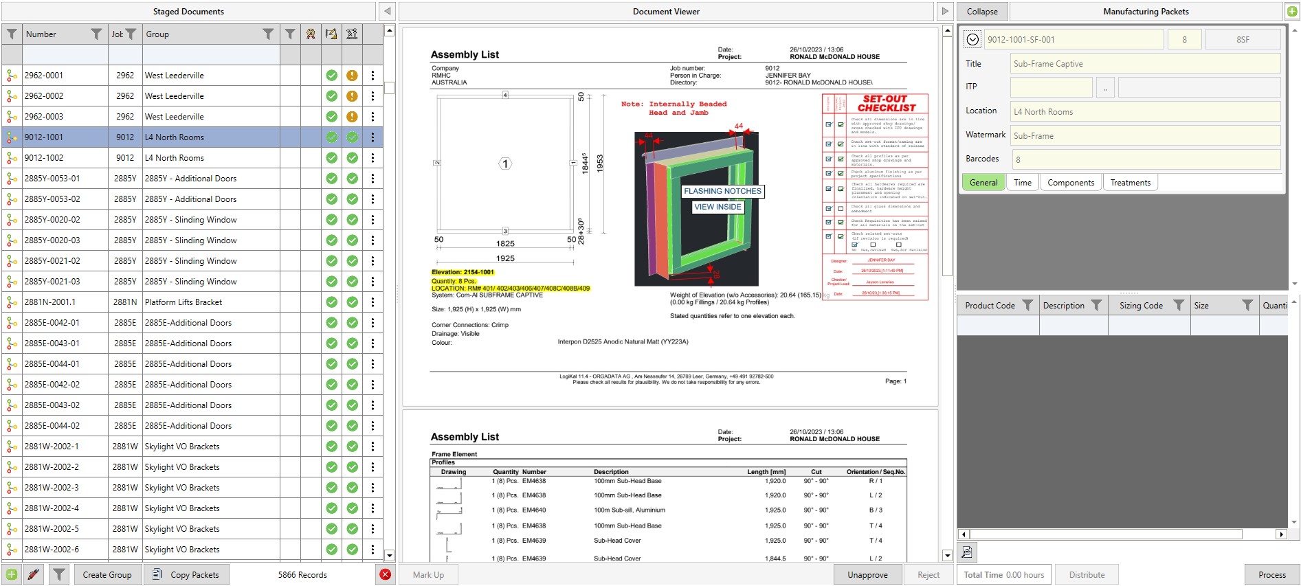 A second example with the packet information shown on the right