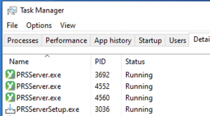 Services visible in Task Manager